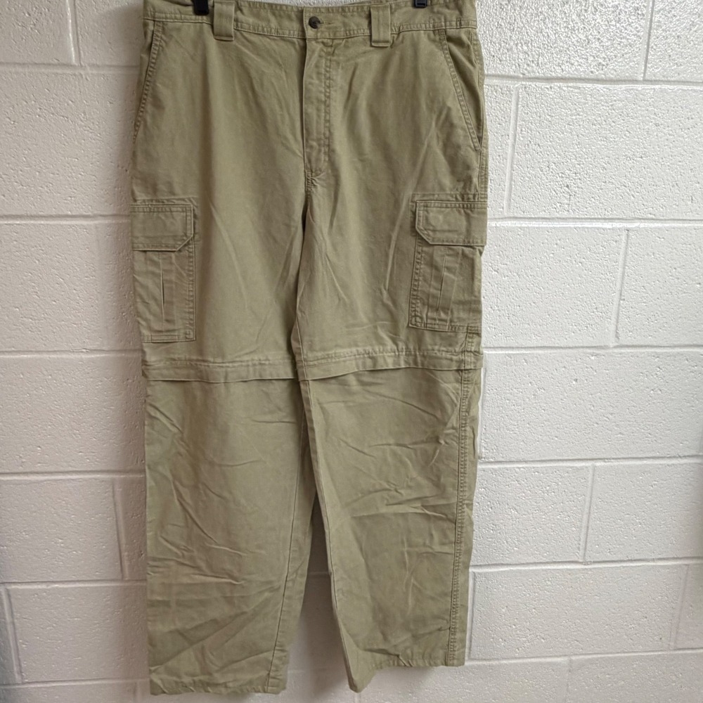 LL Bean Mens Convertible Zip Off Cargo Pants 35x32 Khaki Utility Hiking Pants